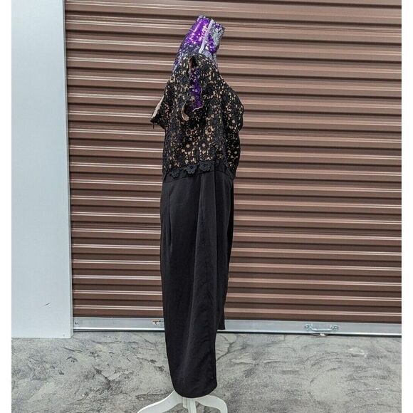 City Chic Size 20 (large) Plus Size Black Lacy Off Shoulder Midi Length Dress (E - Picture 5 of 11